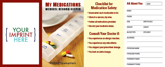 Picture of My Medications - Medical Record Keeper Pocket Pamphlet