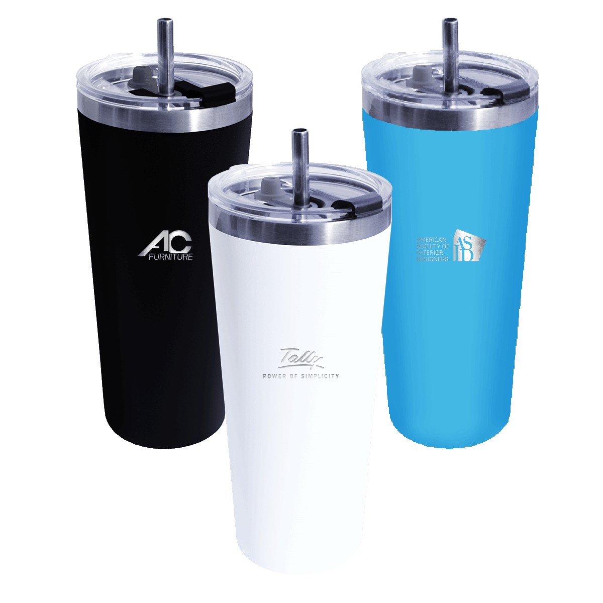 Picture of 22 Oz. Memphis Standard Tumbler w/Flip Top Lid & Stainless Steel Straw (Laser)