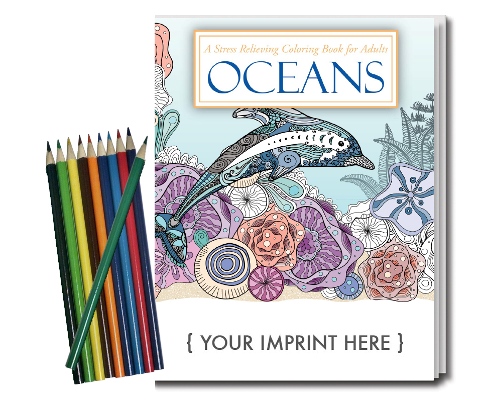 Picture of Relax Pack - Oceans Coloring Book for Adults + Colored Pencils