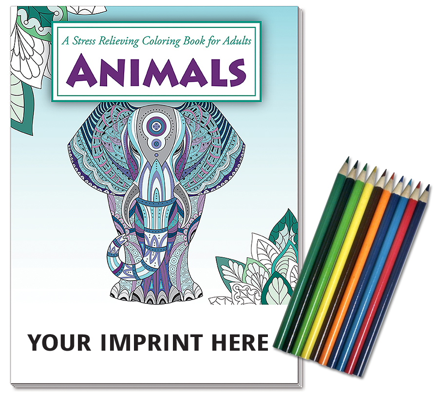 Picture of Relax Pack - Animals Coloring Book for Adults + Colored Pencils