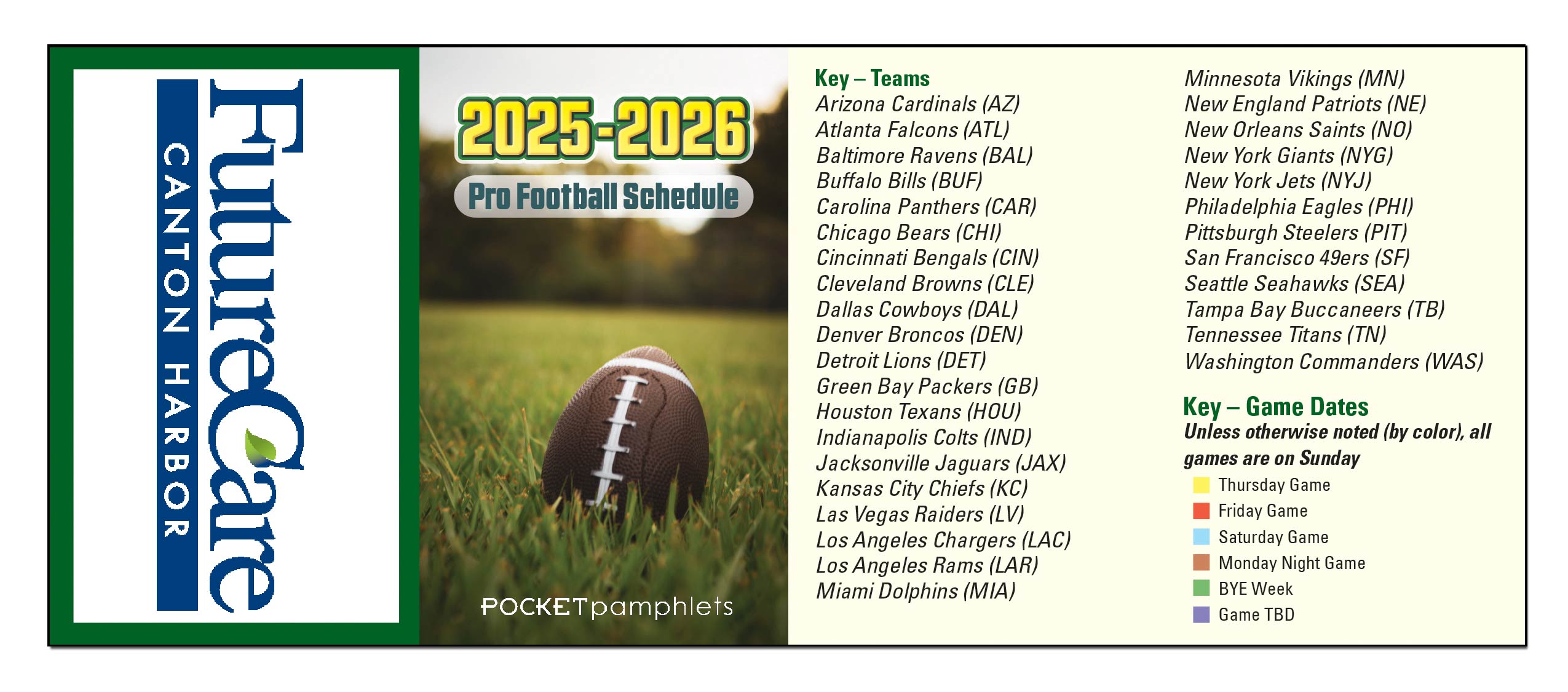 Picture of Pro Football Season Schedule Pocket Pamphlet