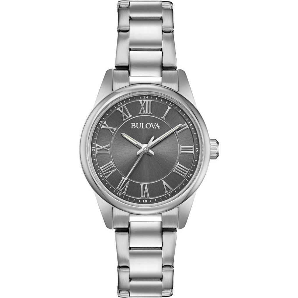 Picture of Bulova Watches Women's Silver Bracelet Watch with Round Grey Dial