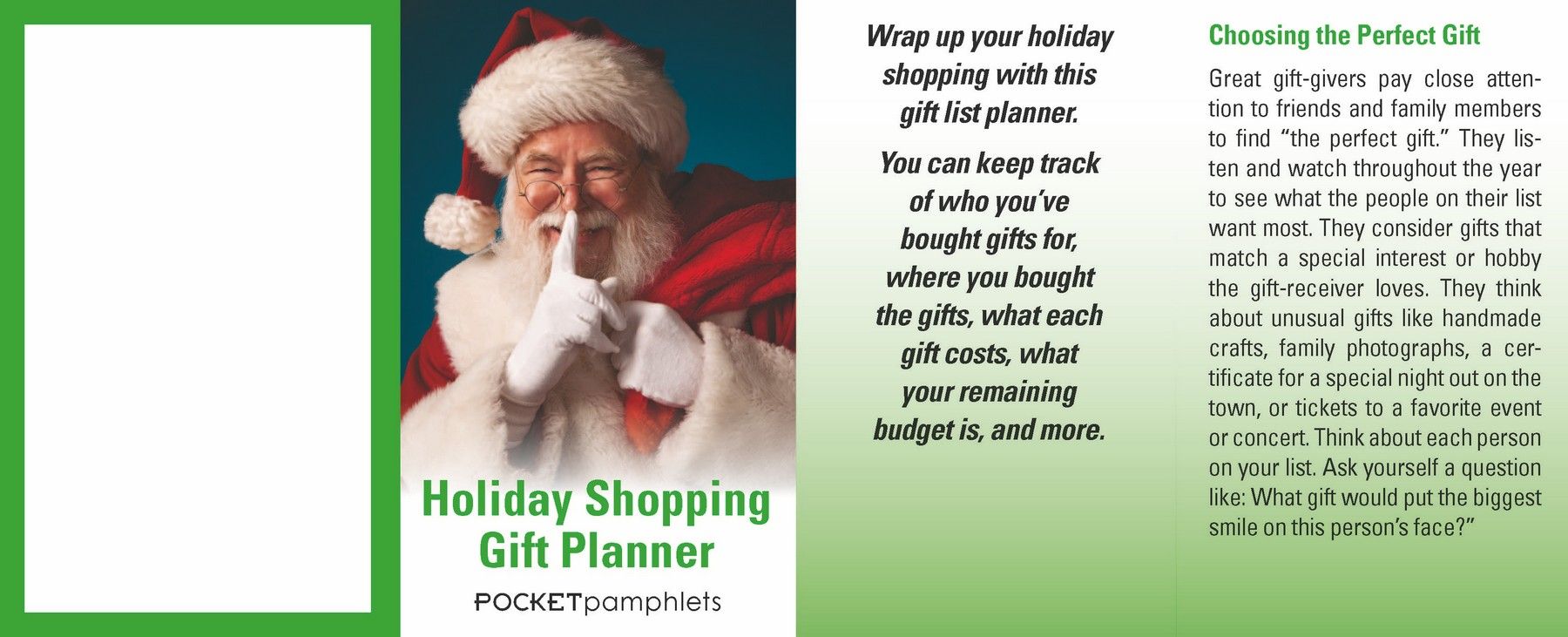 Picture of Holiday Shopping Gift Planner w/Santa Pocket Pamphlet