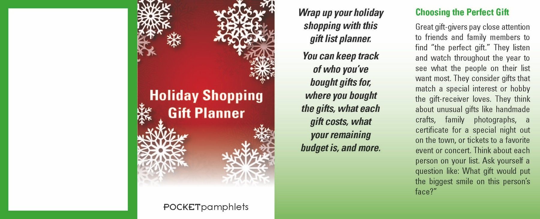Picture of Holiday Shopping Gift Planner Pocket Pamphlet