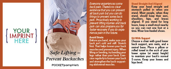 Picture of Safe Lifting - Backache Prevention Pocket Pamphlet