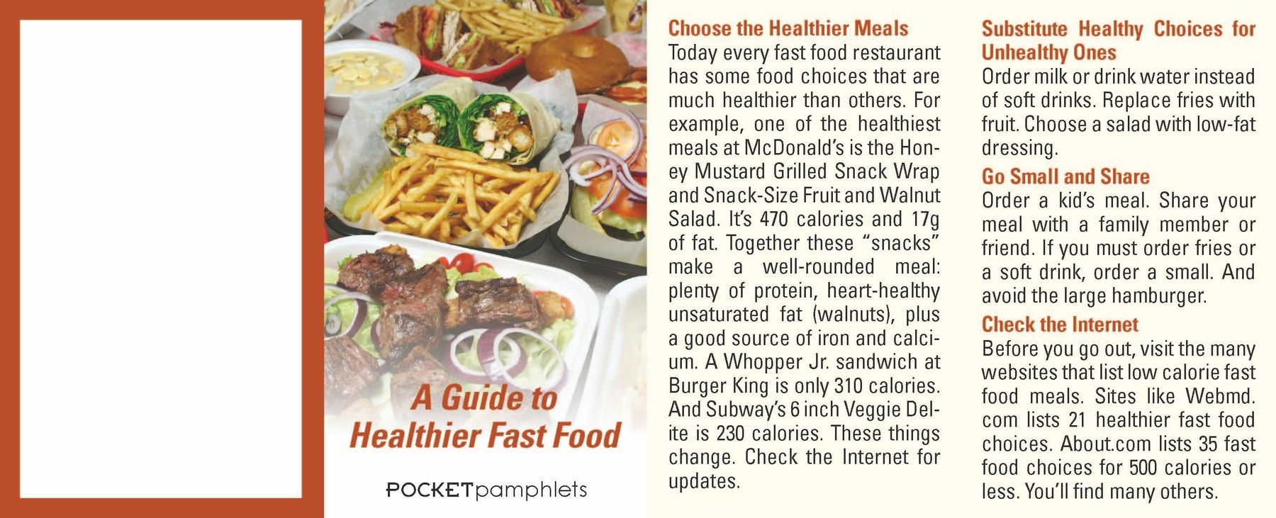 Picture of A Guide to Healthier Fast Food Pocket Pamphlet