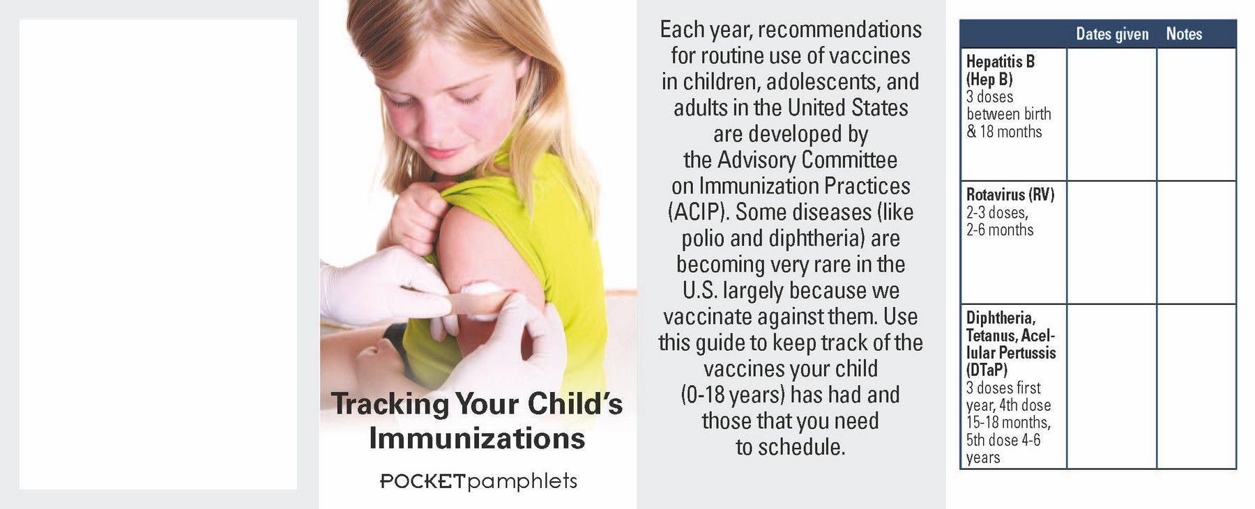 Picture of Tracking Your Child's Immunizations Pocket Pamphlet