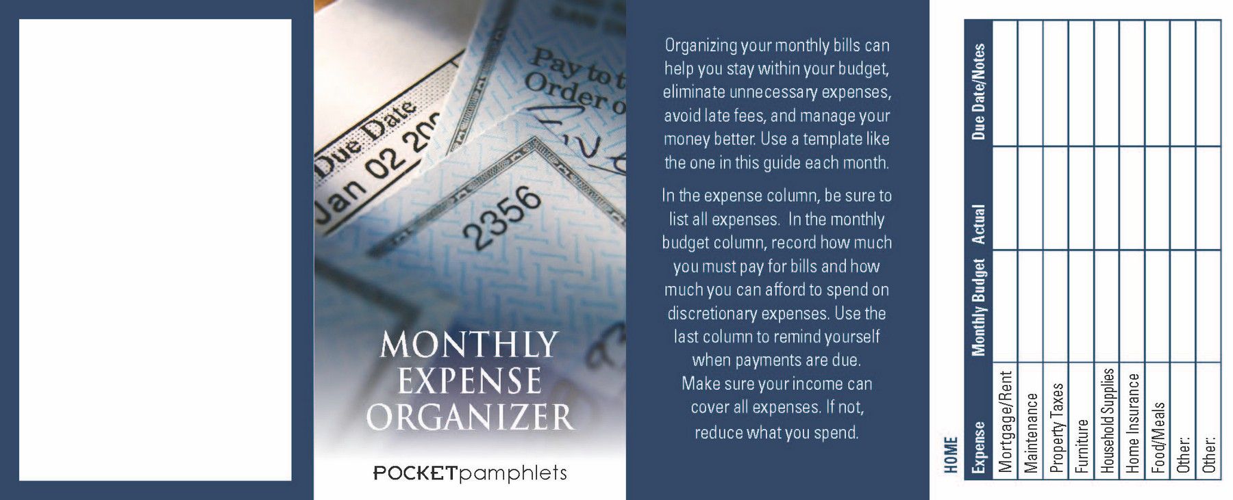 Picture of Monthly Expense Organizer Pocket Pamphlet