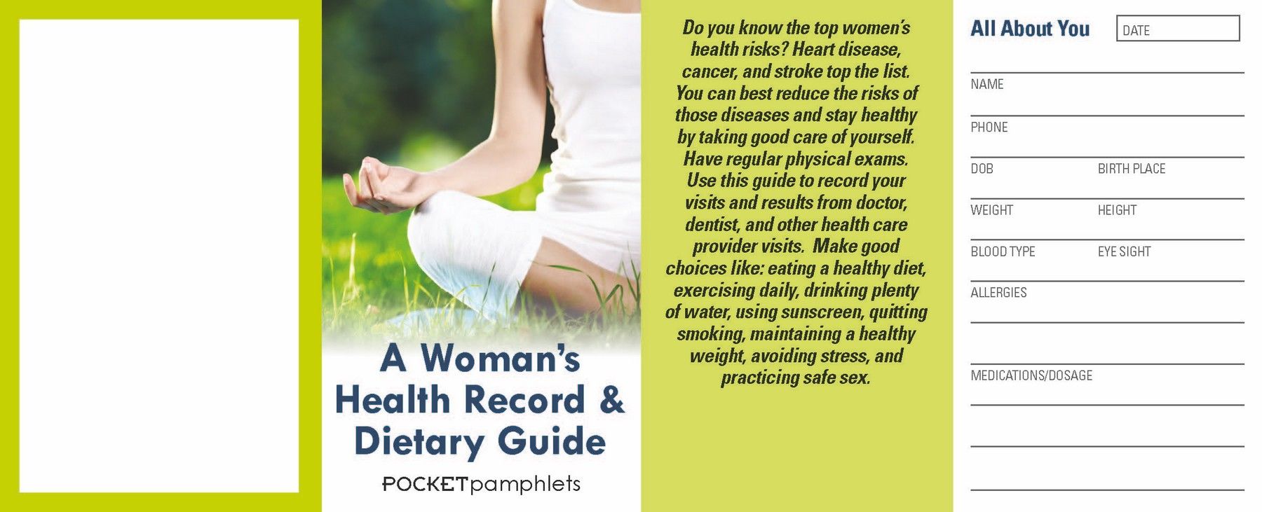 Picture of Woman's Health Record & Dietary Guide Pocket Pamphlet