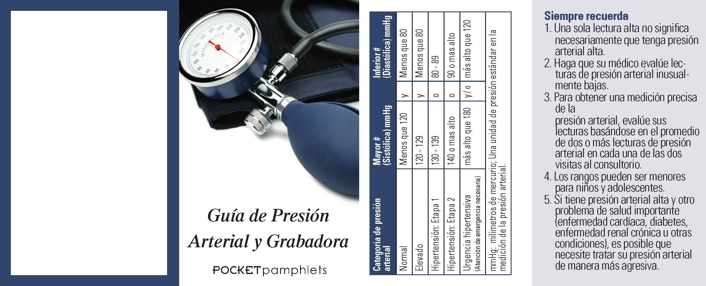 Picture of Blood Pressure Guide & Recorder-Spanish Version Pocket Pamphlet
