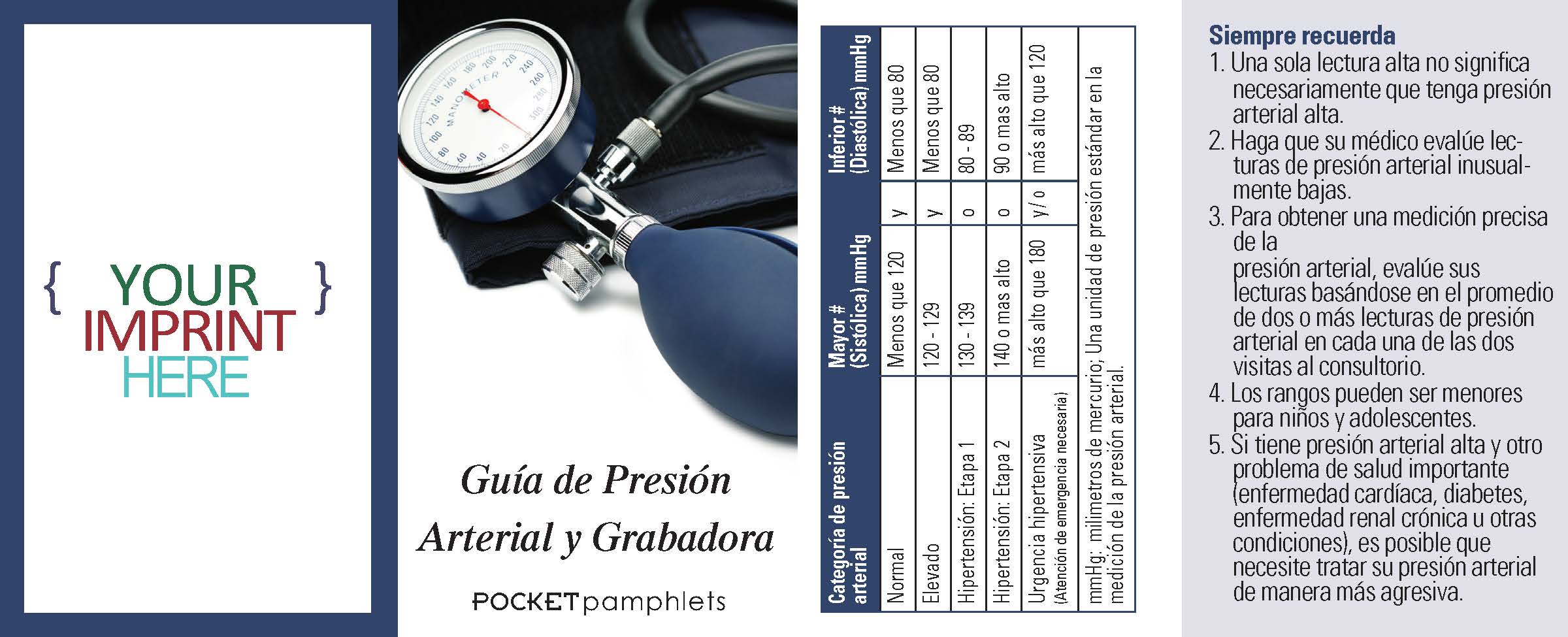 Picture of Blood Pressure Guide & Recorder-Spanish Version Pocket Pamphlet