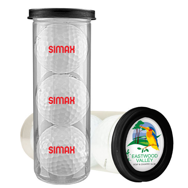 Picture of Three Ball Value Golf Gift Tube with Domed Imprint
