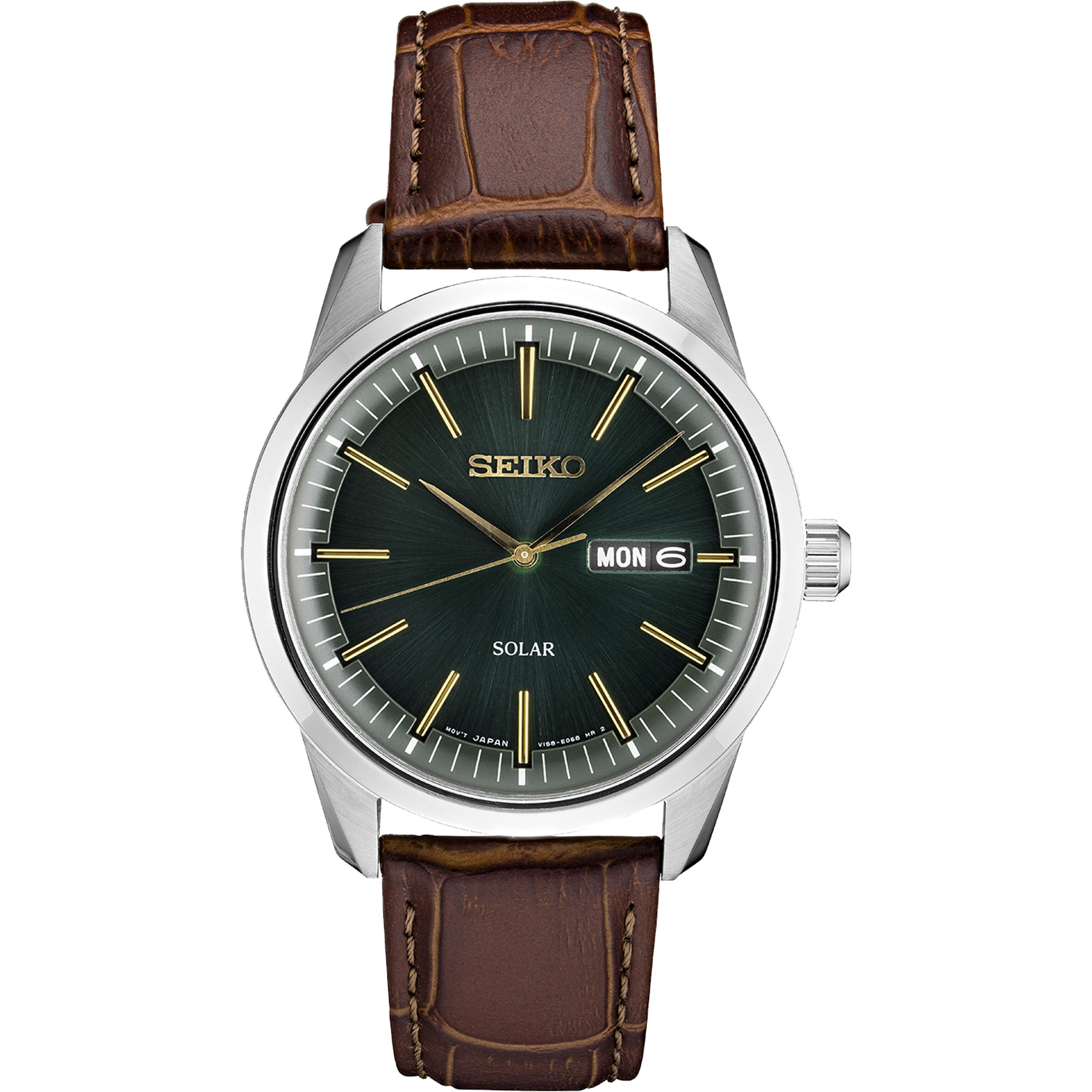 Picture of Seiko Mens Solar Silver Case Green Dial