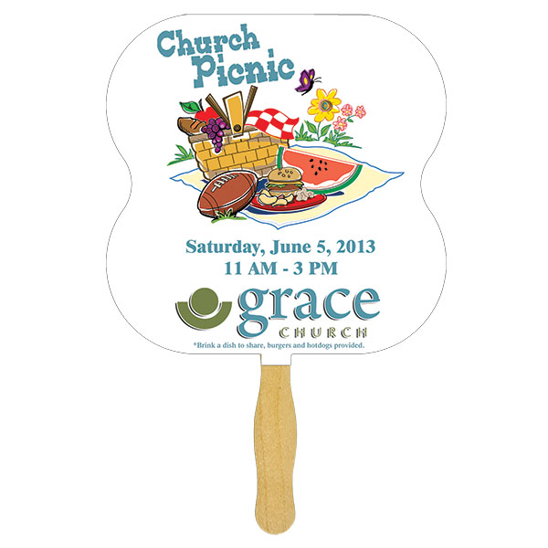 Picture of Hour Glass Sandwiched Hand Fan (2 Side/ Four Color Process)