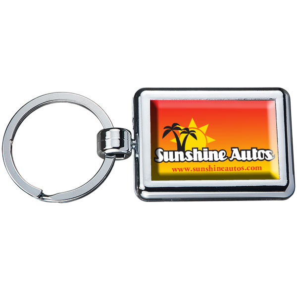 Picture of Two Sided Budget Chrome Plated Domed Keytag Rectangle