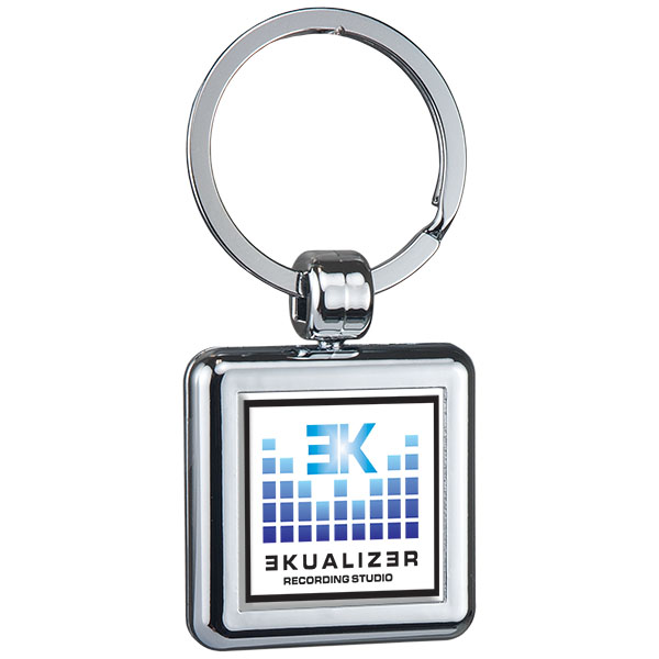 Picture of Two Sided Budget Chrome Plated Domed Keytag Square