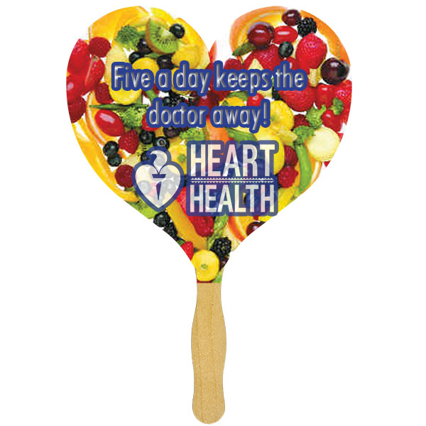 Picture of Heart Glued Hand Fan (1 Side/ Four Color Process Imprint)