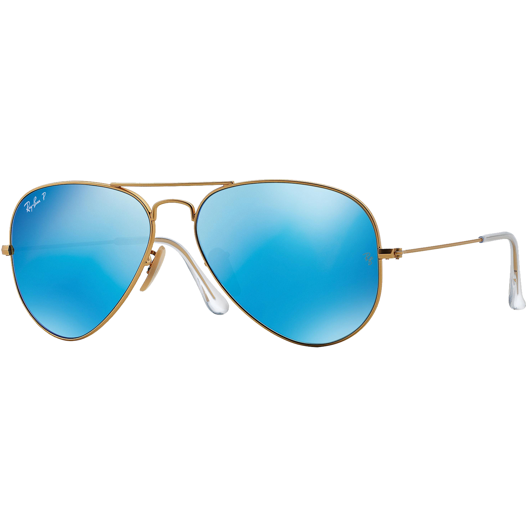 Picture of Ray-Ban® Polarized Aviator Sunglasses - Matte Gold/ Blue Mirror