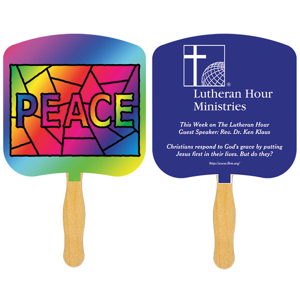 Picture of Religious Hand Fan/ Peace Stained Glass