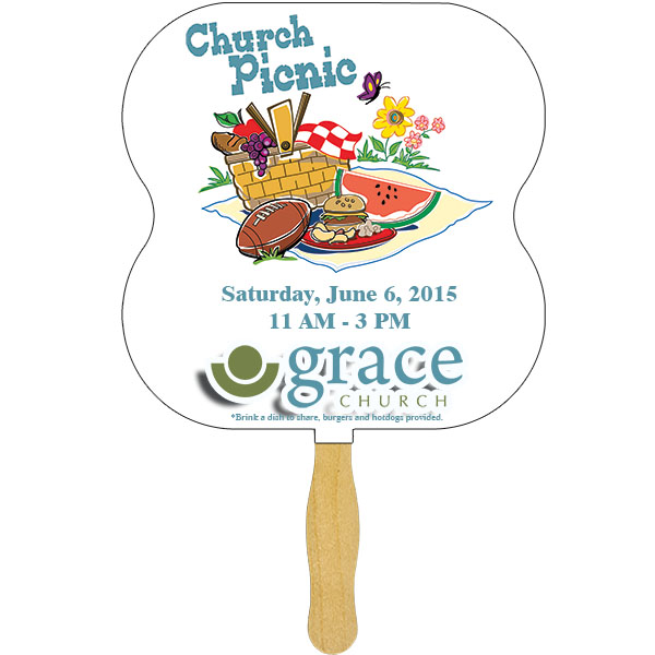 Picture of Hourglass Glued Hand Fan (1 Side/ Four Color Process Imprint)