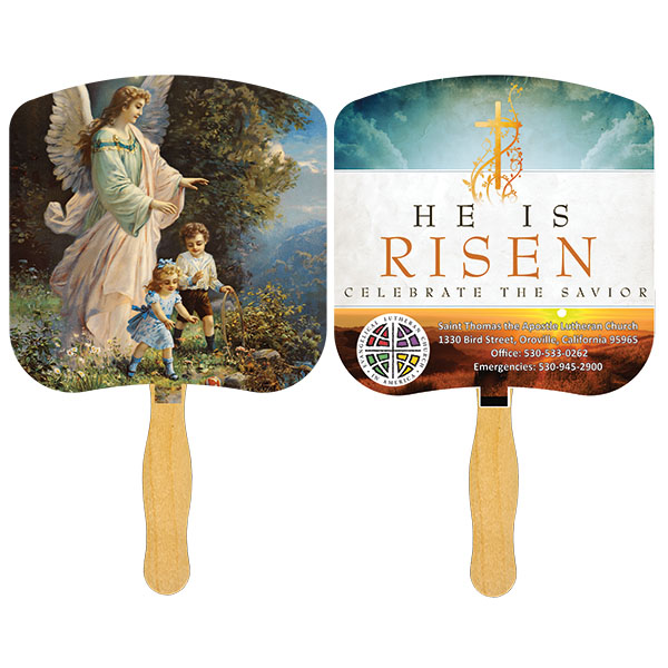 Picture of Religious Hand Fan/ Guardian Angel with Four Color Process Imprint