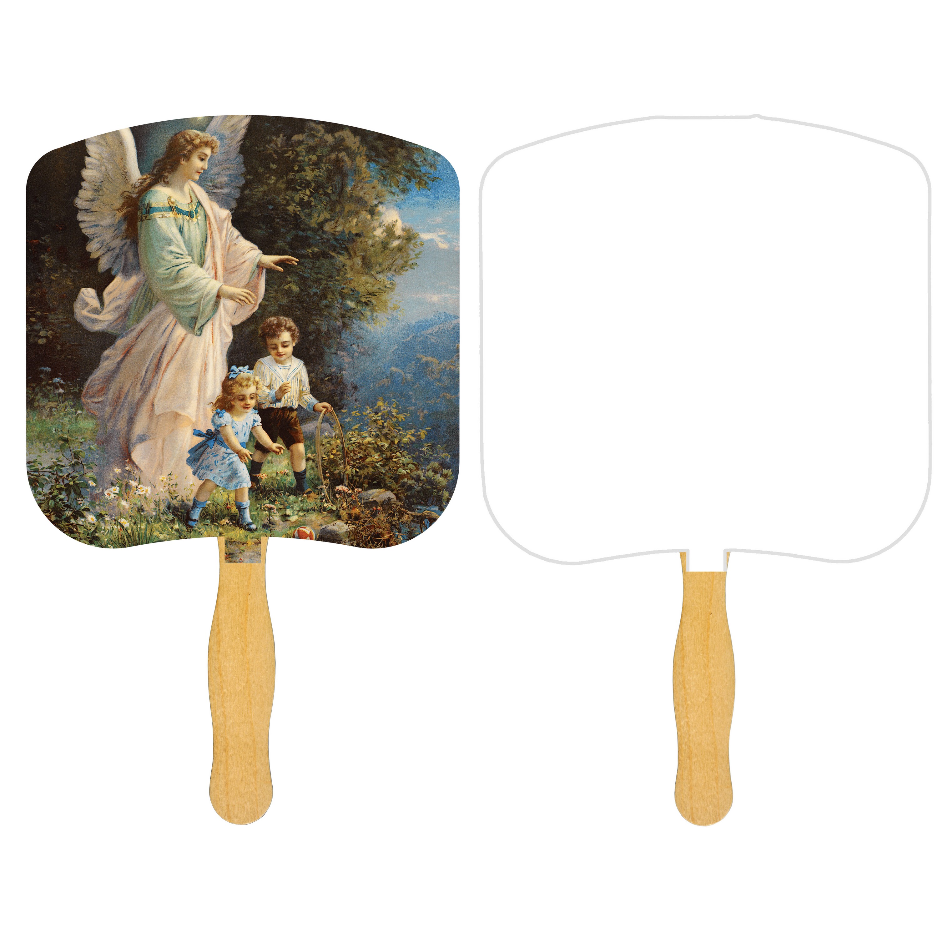 Picture of Religious Hand Fan/ Guardian Angel with Four Color Process Imprint