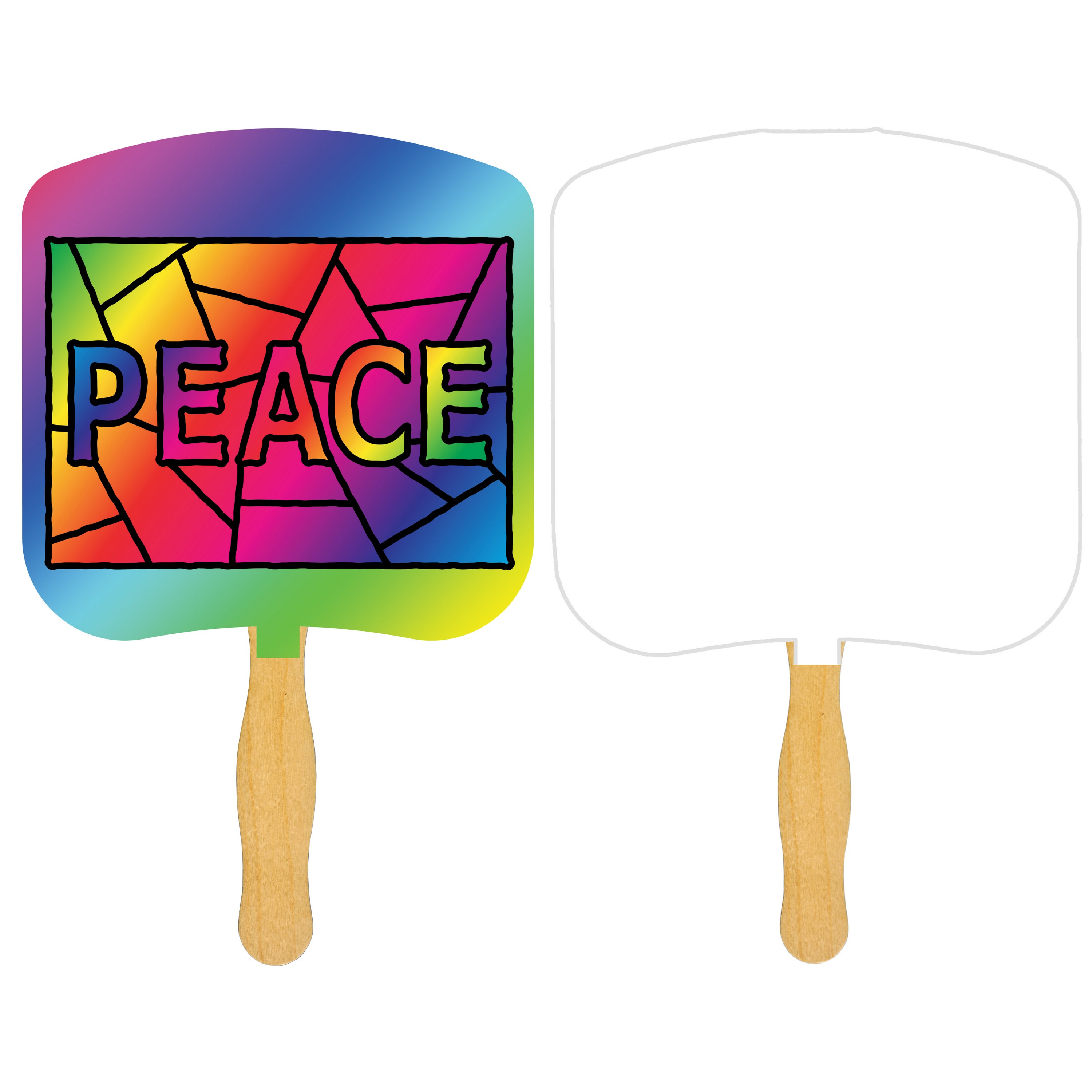 Picture of Religious Hand Fan/ Peace Stained Glass with Four Color Process Imprint