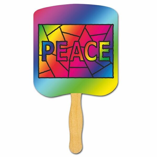 Picture of Religious Hand Fan/ Peace Stained Glass with Four Color Process Imprint