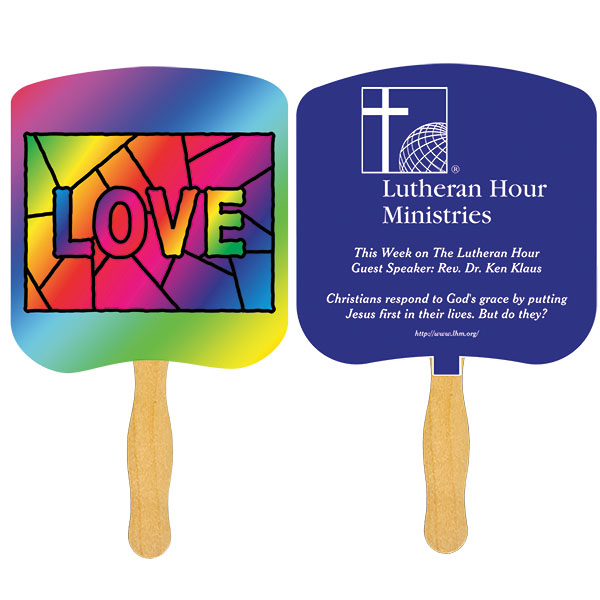 Picture of Religious Hand Fan/ Love Stained Glass