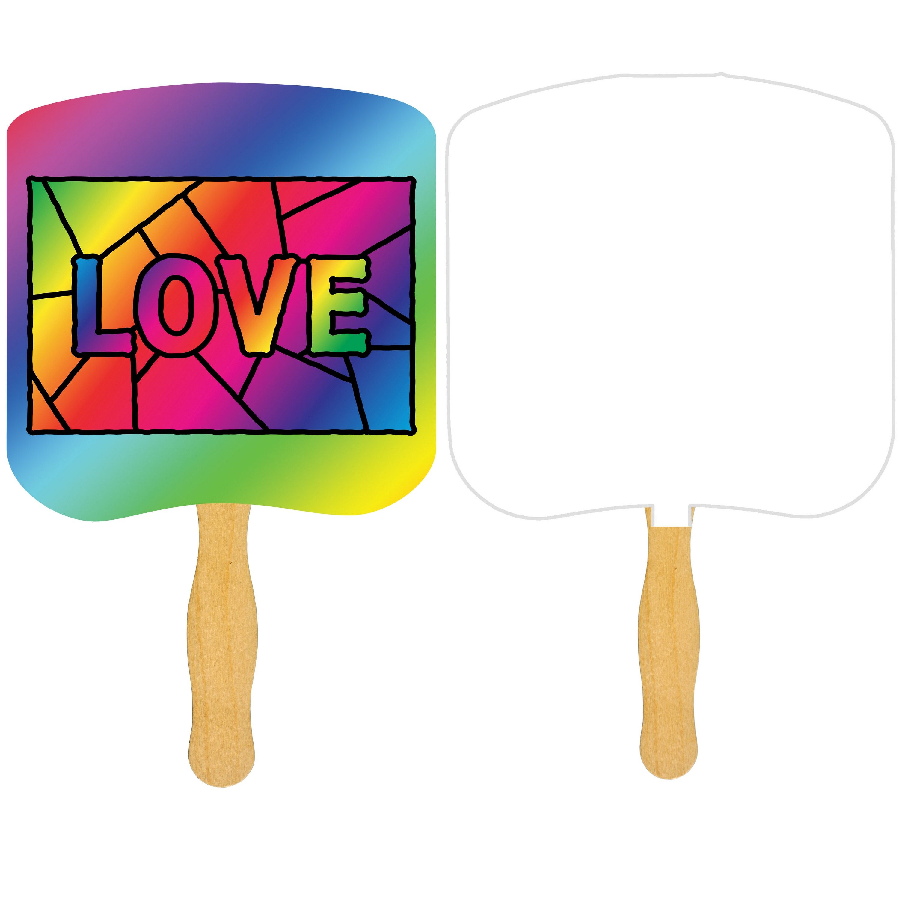 Picture of Religious Hand Fan/ Love Stained Glass with Four Color Process Imprint
