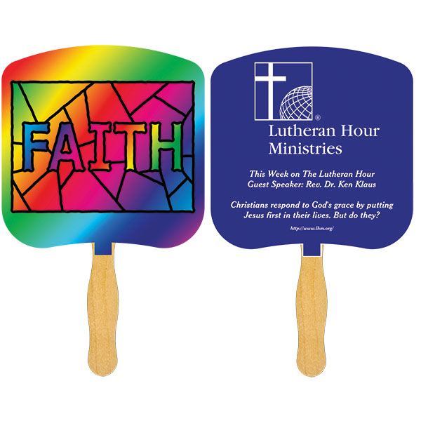 Picture of Religious Hand Fan/ Faith Stained Glass