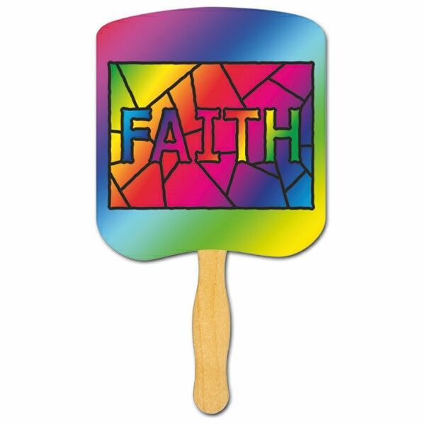 Picture of Religious Hand Fan/ Faith Stained Glass with Four Color Process Imprint