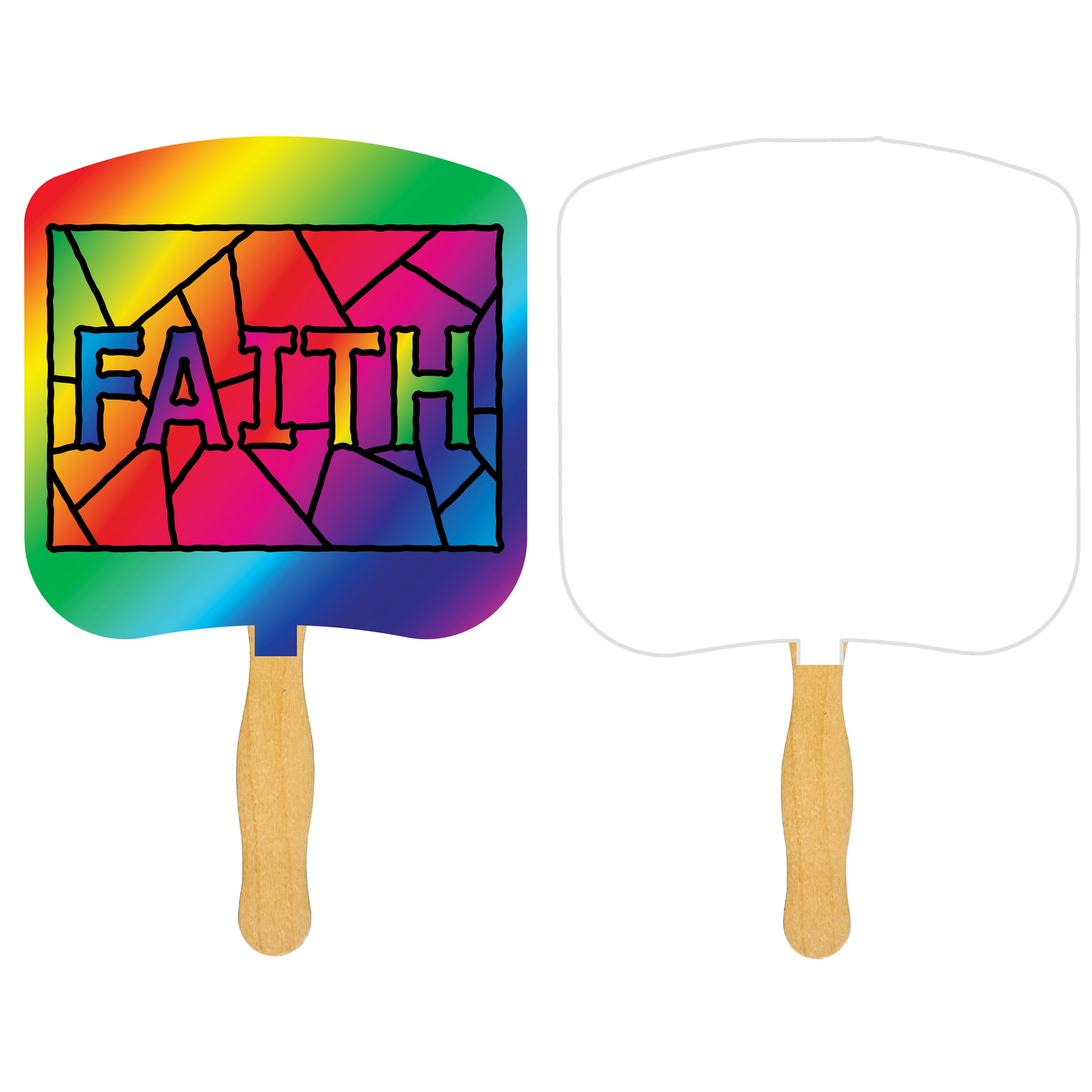 Picture of Religious Hand Fan/ Faith Stained Glass with Four Color Process Imprint