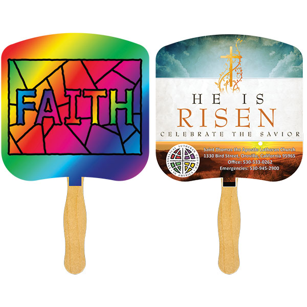Picture of Religious Hand Fan/ Faith Stained Glass with Four Color Process Imprint