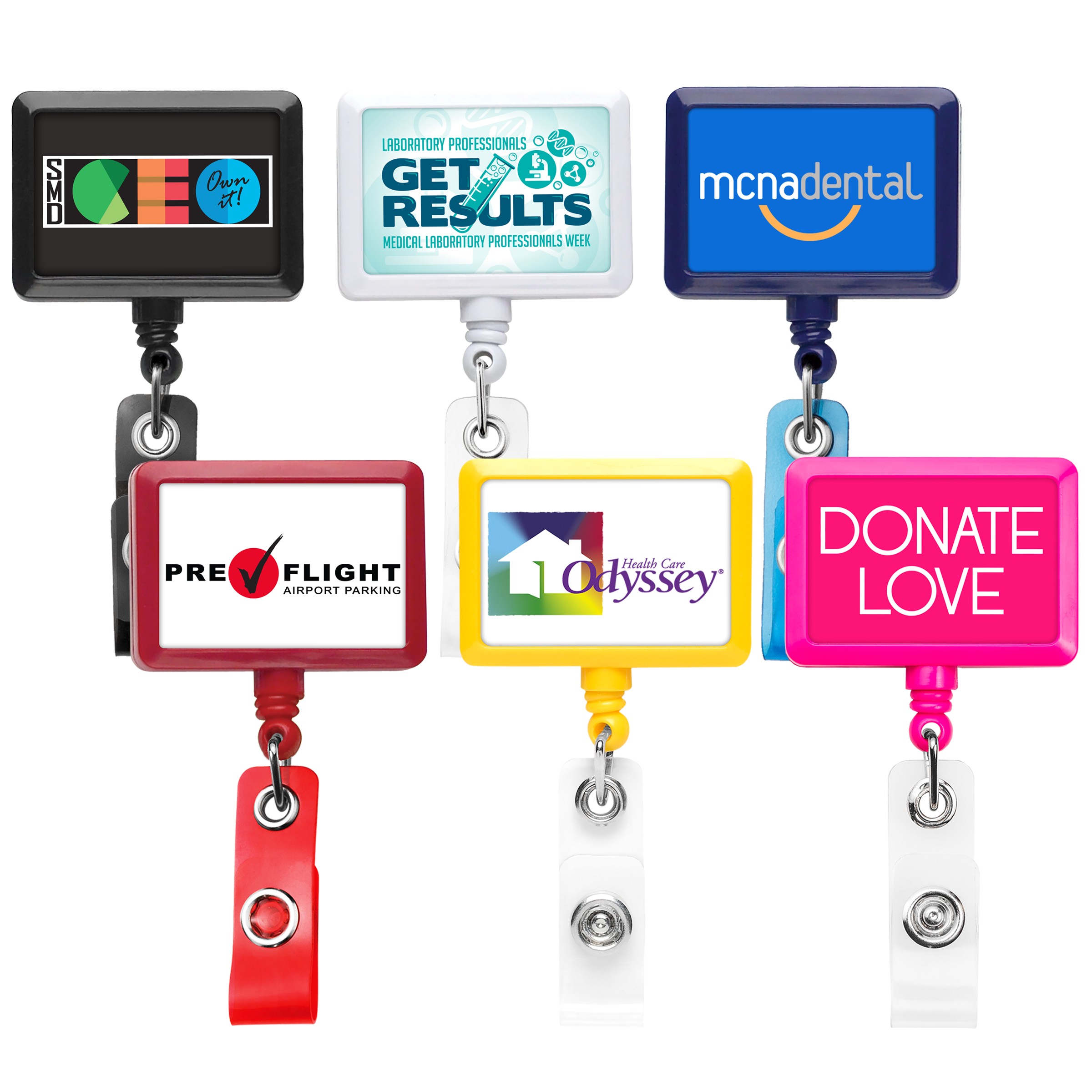 Picture of Rectangle Retractable Badge Reel, solid color