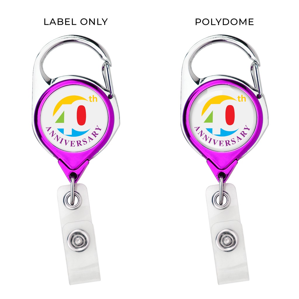 Picture of Metallic Finish Carabiner Retractable Badge Reel w/belt clip