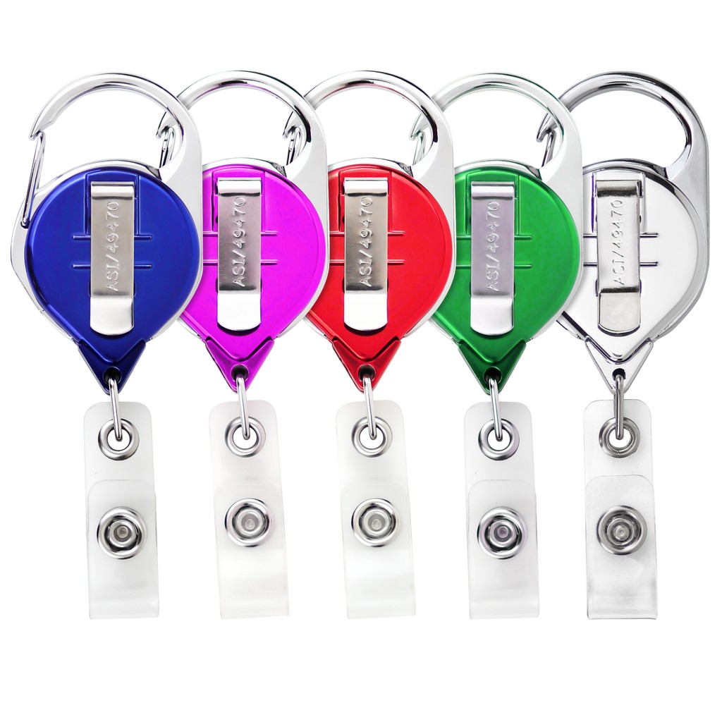 Picture of Metallic Finish Carabiner Retractable Badge Reel w/belt clip