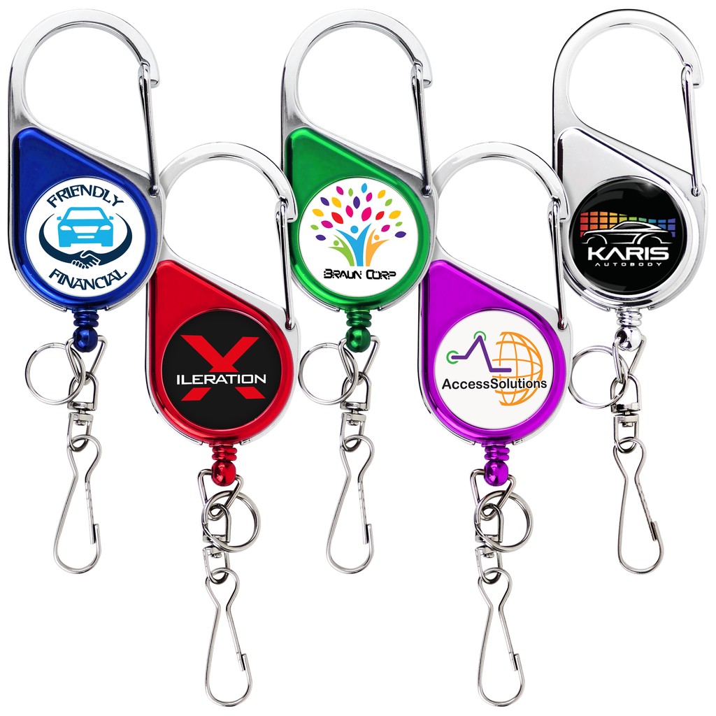 Picture of Metallic Finish Heavy Duty Carabiner Retractable Badge Reel