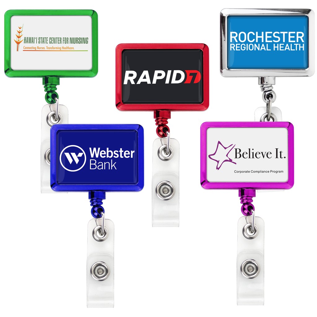 Picture of Metallic Finish Rectangle Retractable Badge Reel