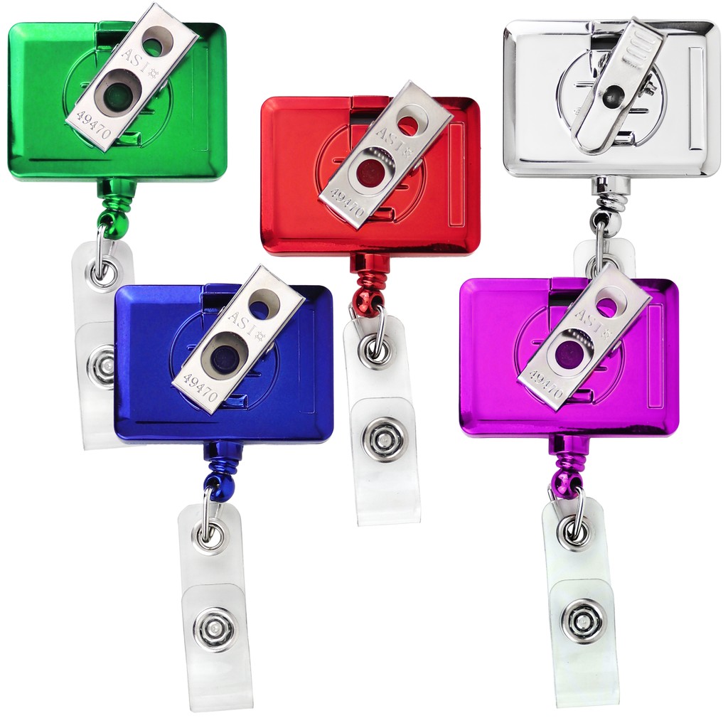 Picture of Metallic Finish Rectangle Retractable Badge Reel