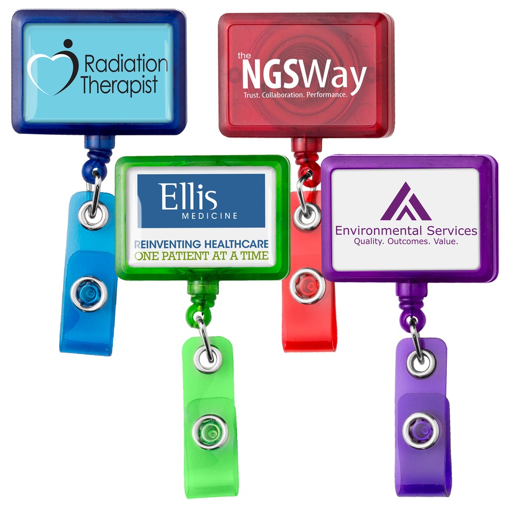 Picture of Rectangle Retractable Badge Reel, translucent color