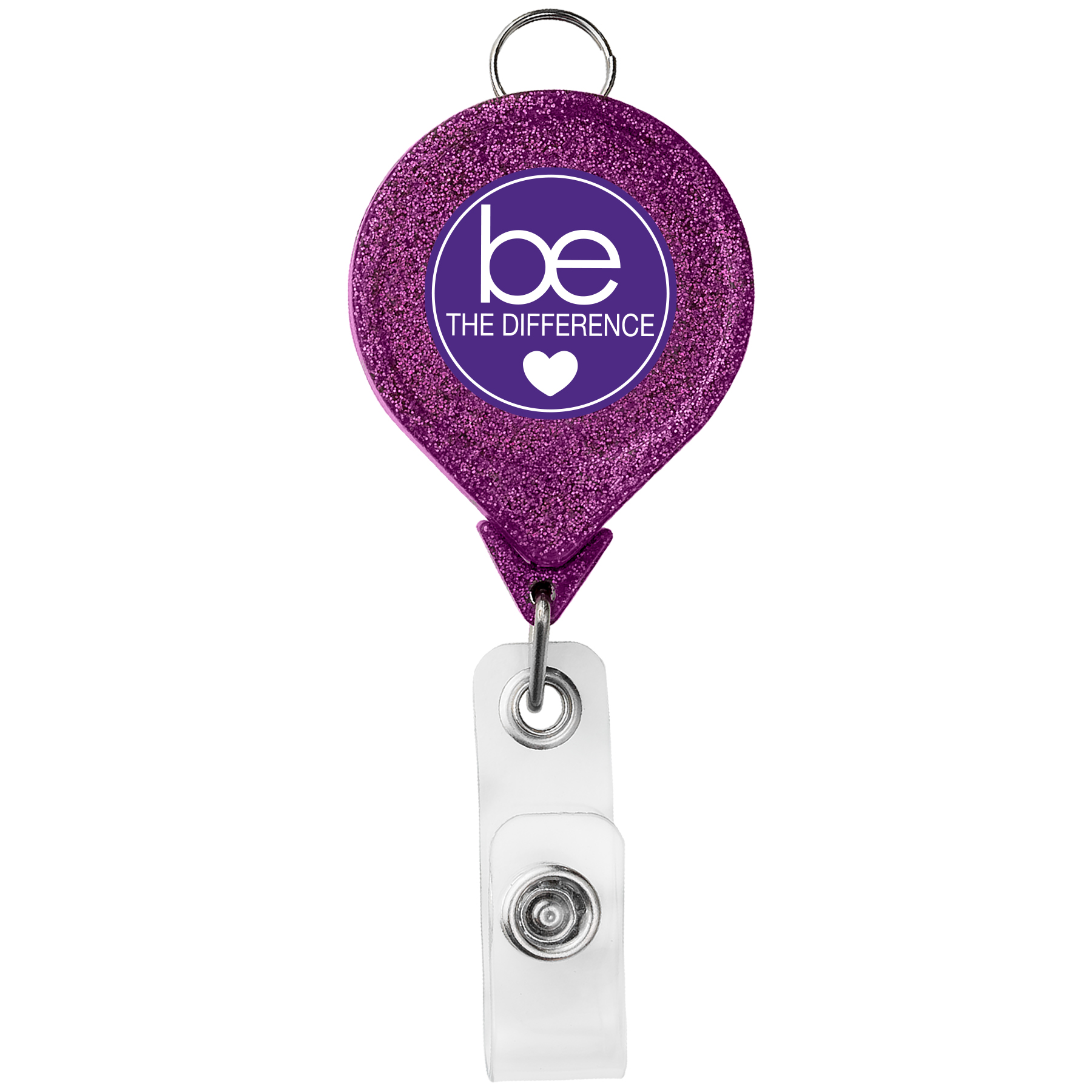 Picture of JUMBO Round Glitter Retractable Badge Reel w/lanyard attachment