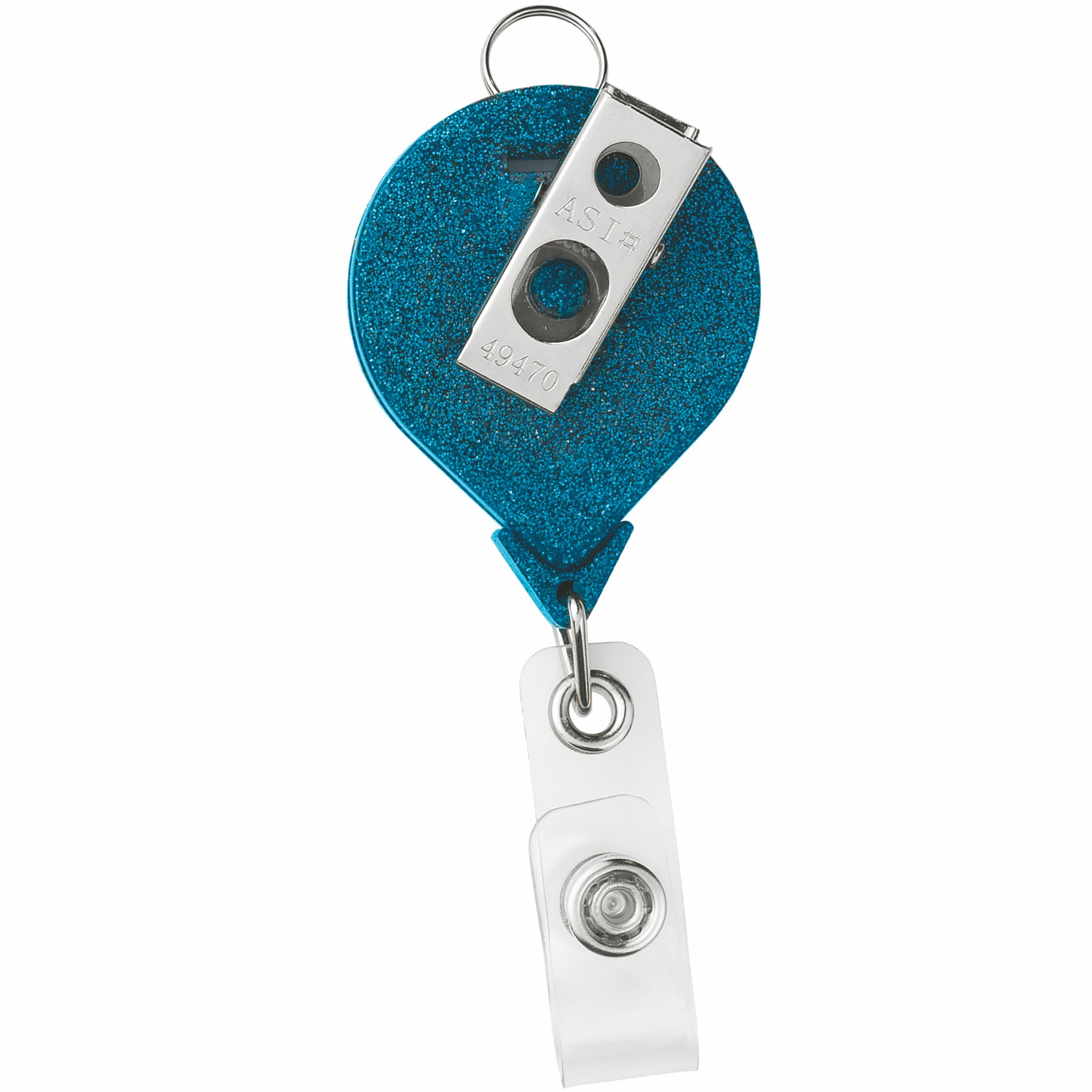 Picture of JUMBO Round Glitter Retractable Badge Reel w/lanyard attachment