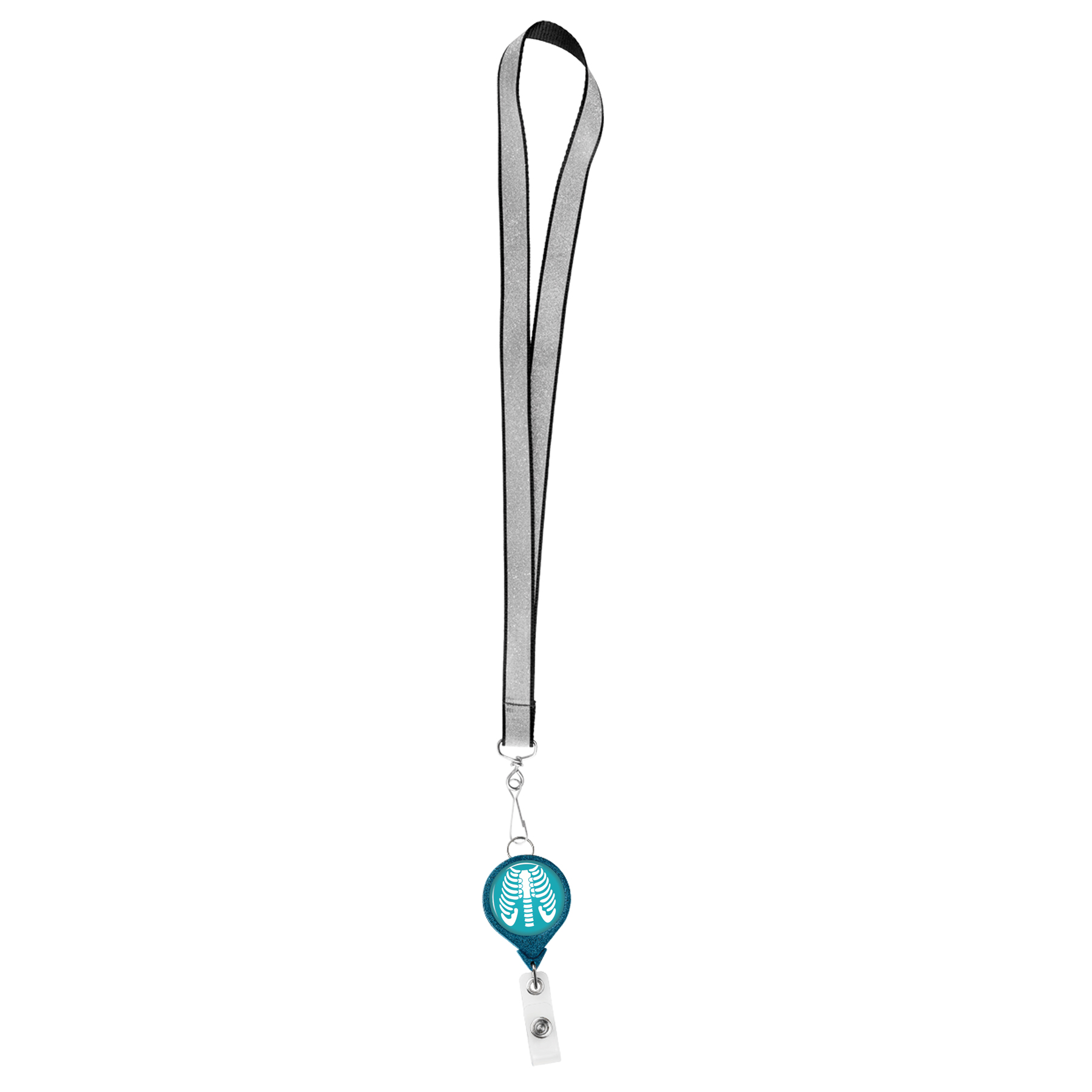Picture of JUMBO Round Glitter Retractable Badge Reel w/lanyard attachment