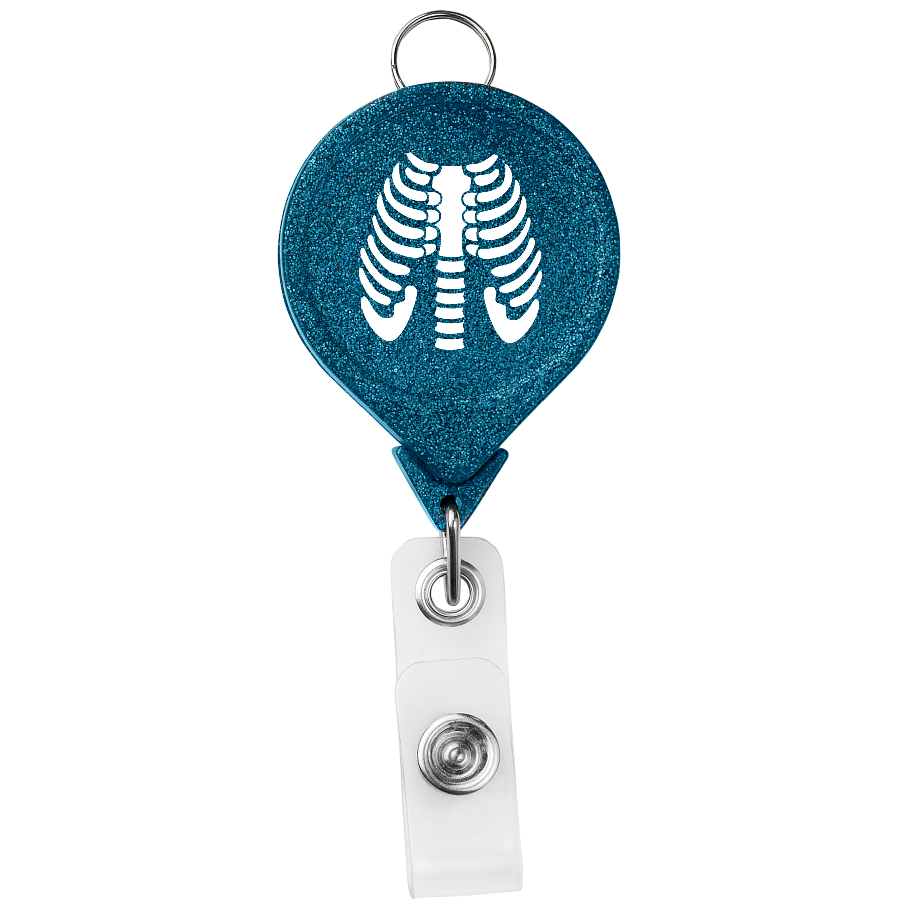 Picture of JUMBO Round Glitter Retractable Badge Reel w/lanyard attachment