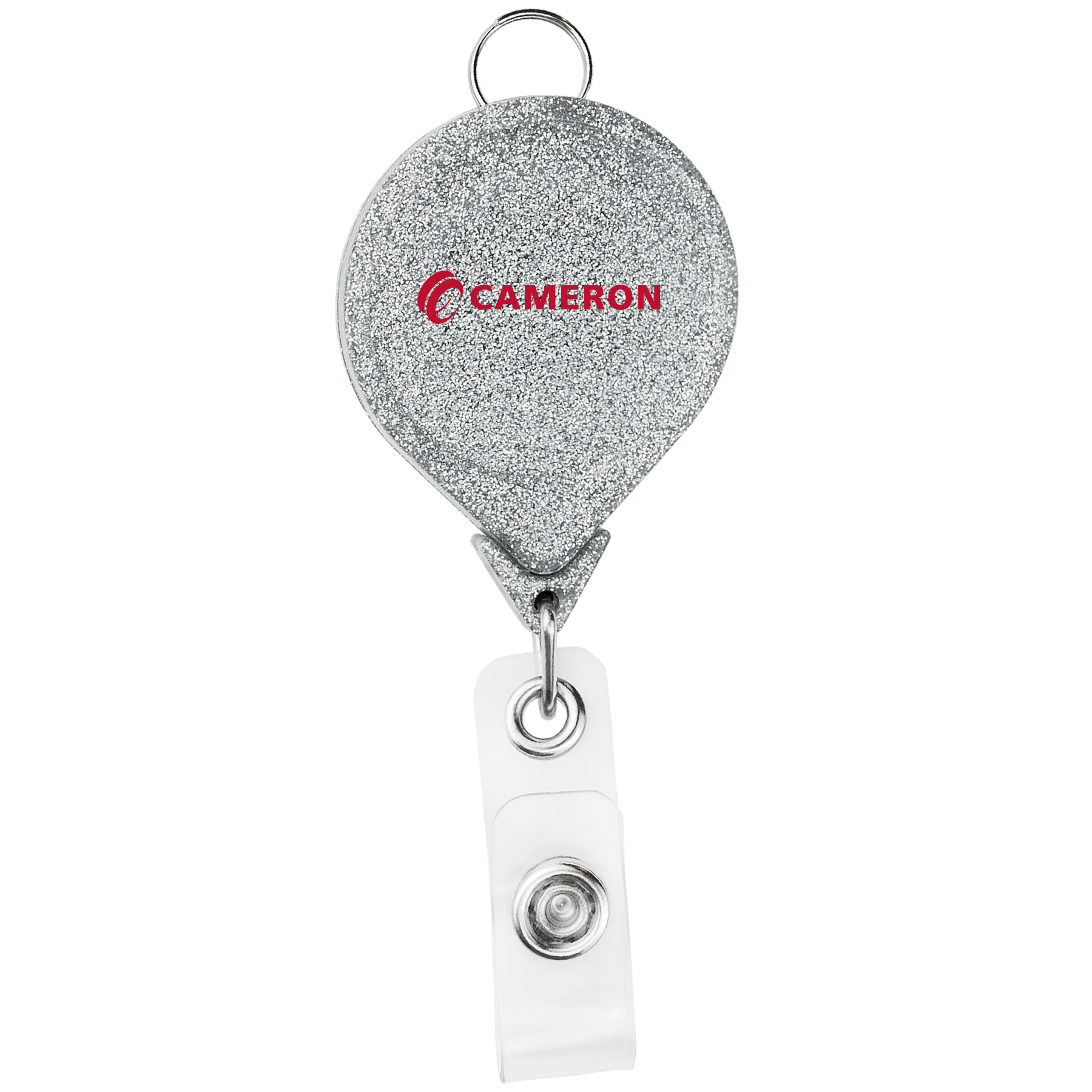 Picture of JUMBO Round Glitter Retractable Badge Reel w/lanyard attachment