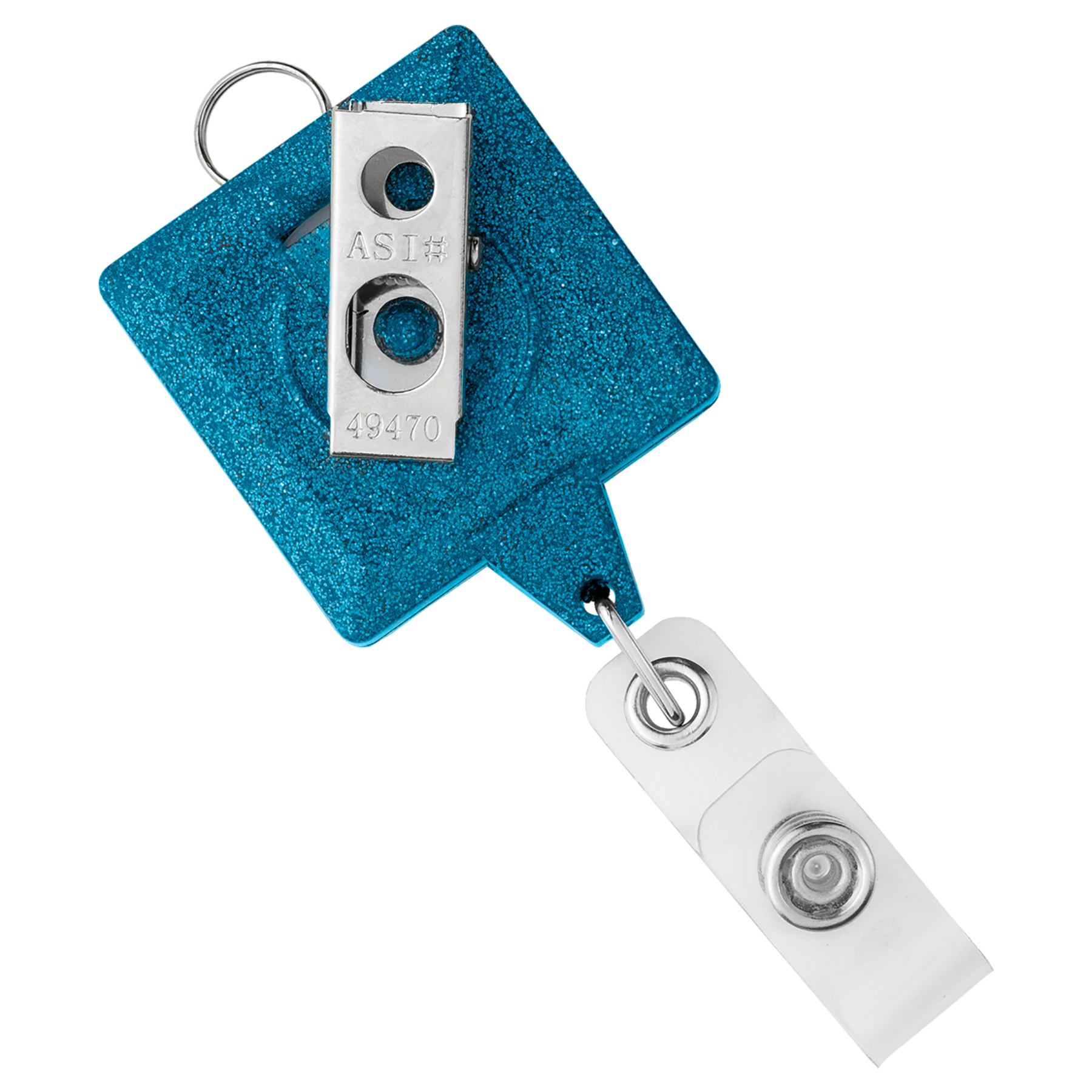Picture of JUMBO Square Glitter Retractable Badge Reel w/lanyard attachment