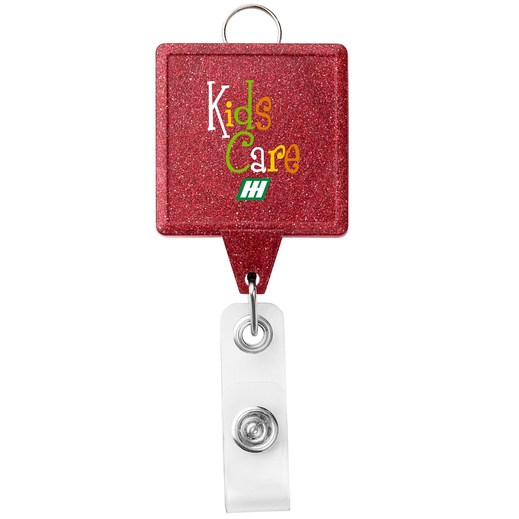 Picture of JUMBO Square Glitter Retractable Badge Reel w/lanyard attachment