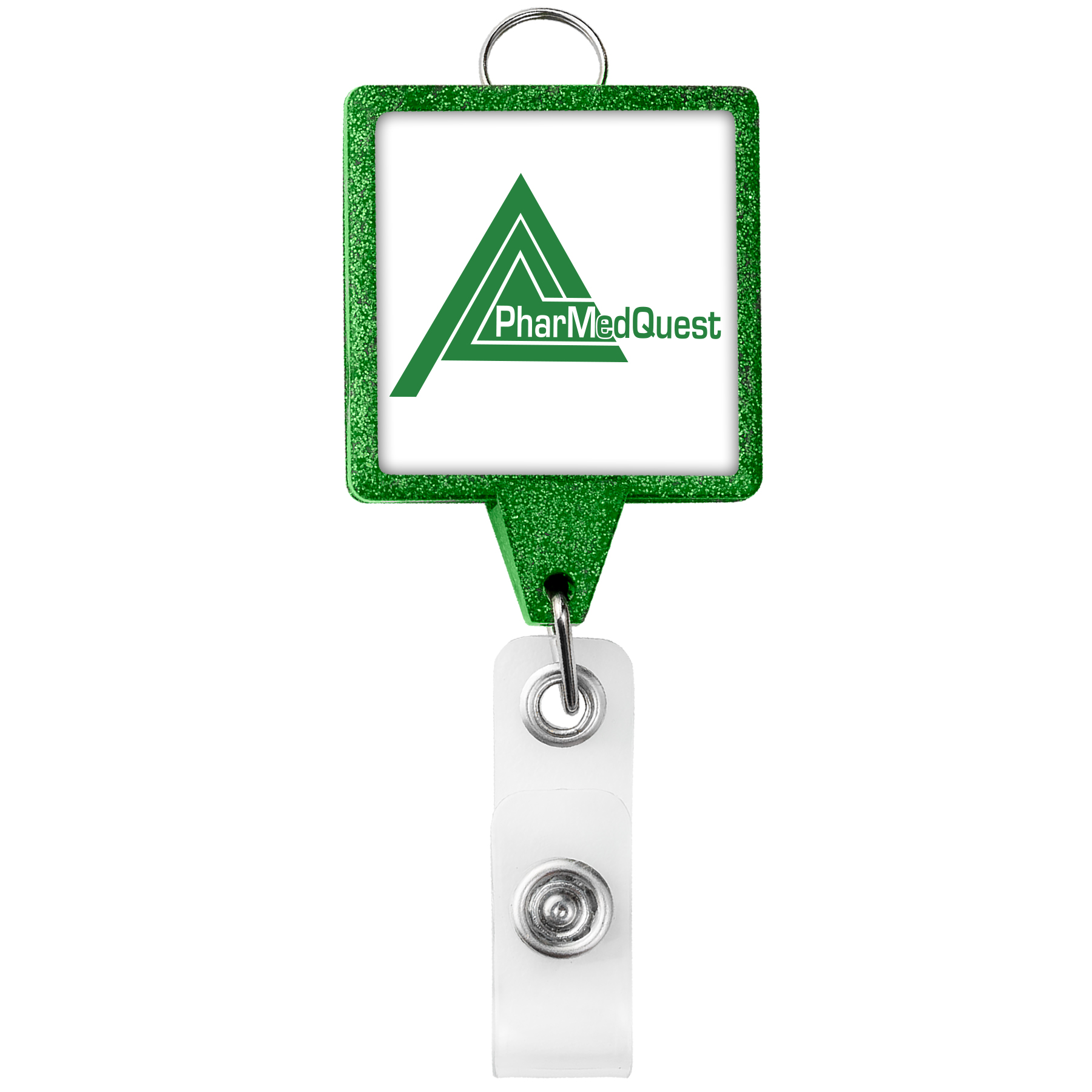 Picture of JUMBO Square Glitter Retractable Badge Reel w/lanyard attachment