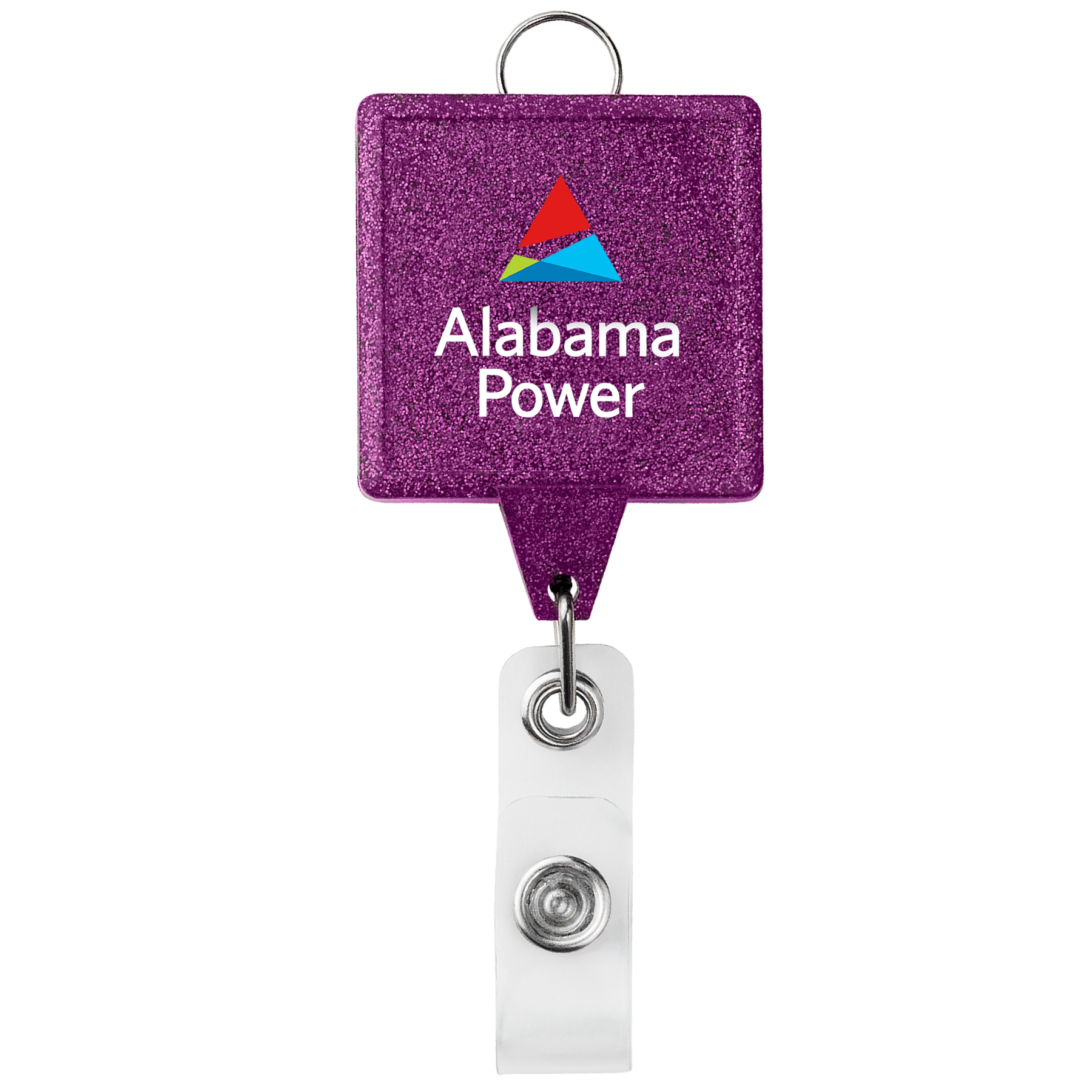 Picture of JUMBO Square Glitter Retractable Badge Reel w/lanyard attachment